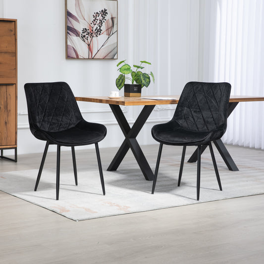 Set of 2 Bovino Velvet Dining Chairs