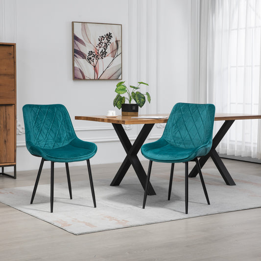 Set of 2 Bovino Velvet Dining Chairs