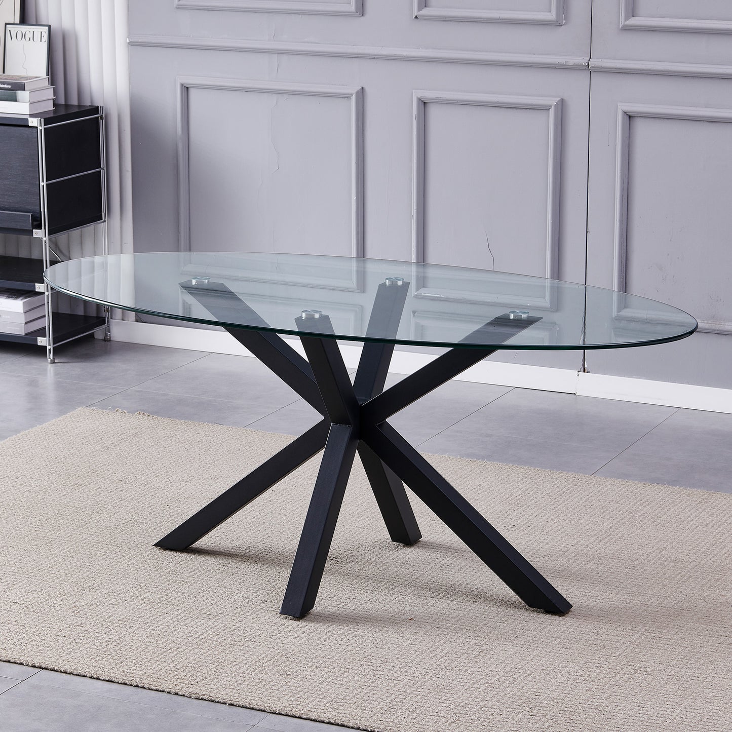 Orvino 180cm x 90cm Glass Oval Dining Table