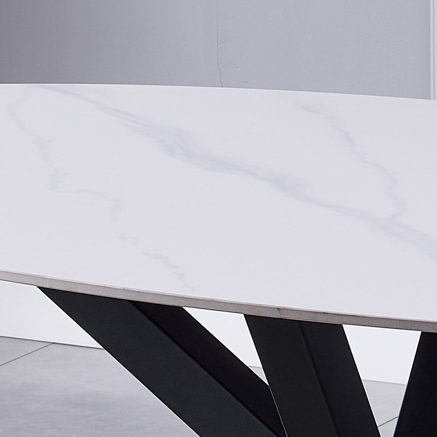 Firmo 160cm x 90cm White Stone Oval Dining Table